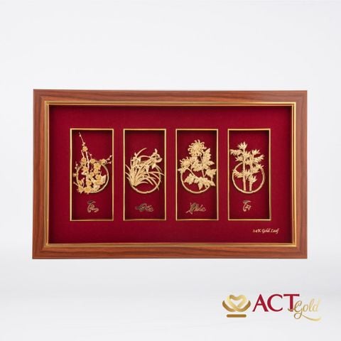 Tranh Tứ Quý dát vàng 24k ACT GOLD ISO 9001:2015 (Mẫu 3)