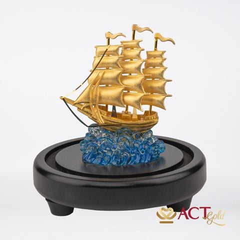 Quà tặng Thuyền Buồm dát vàng 24k ACT GOLD ISO 9001:2015