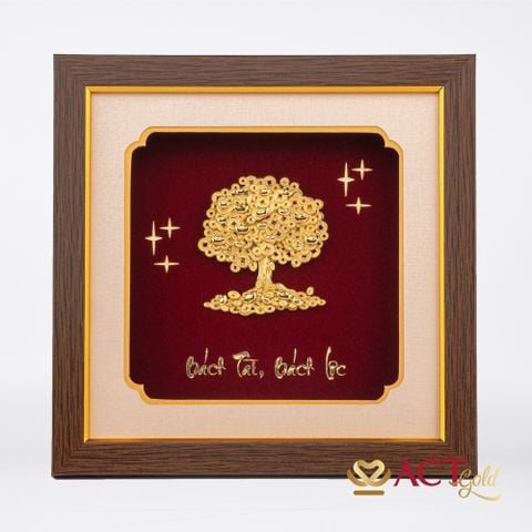 Quà tặng Tranh Cây Tài Lộc Dát Vàng 24k ACT GOLD ISO 9001:2015