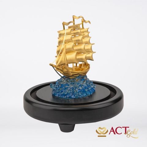 Quà tặng Thuyền Buồm dát vàng 24k ACT GOLD ISO 9001:2015