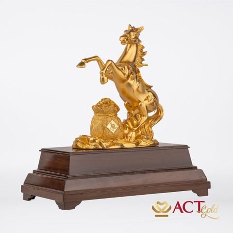 Quà tặng Ngựa Tài Lộc dát vàng 24k ACT GOLD ISO 9001:2015 (Mẫu 6)