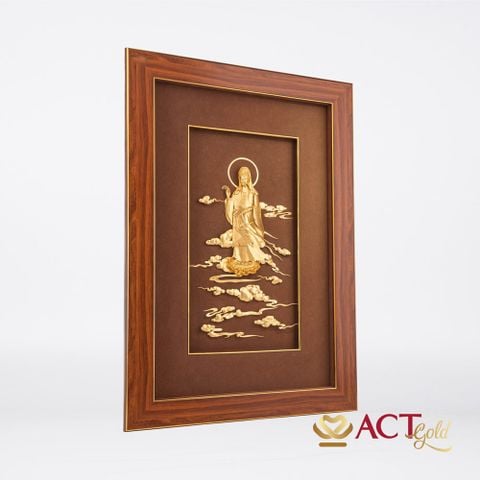 Tranh Quán Thế Âm Bồ Tát dát vàng 24k ACT GOLD ISO 9001:2015 (Mẫu 4)