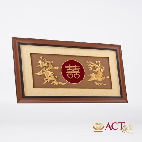 Quà tặng tranh Long Phụng Sum Vầy dát vàng 24k ACT GOLD ISO 9001:2015