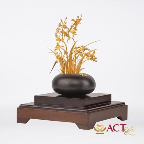 Quà tặng Bình Hoa Địa Lan dát vàng 24k ACT GOLD ISO 9001:2015
