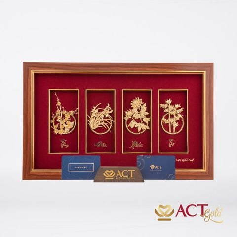 Tranh Tứ Quý dát vàng 24k ACT GOLD ISO 9001:2015 (Mẫu 3)