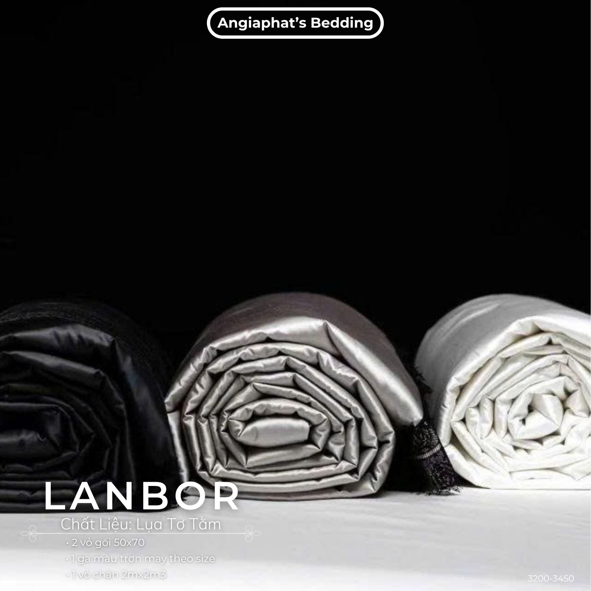 Set Chăn Ga Lụa Tơ Tằm Water Gloss LANBOR - Màu 3