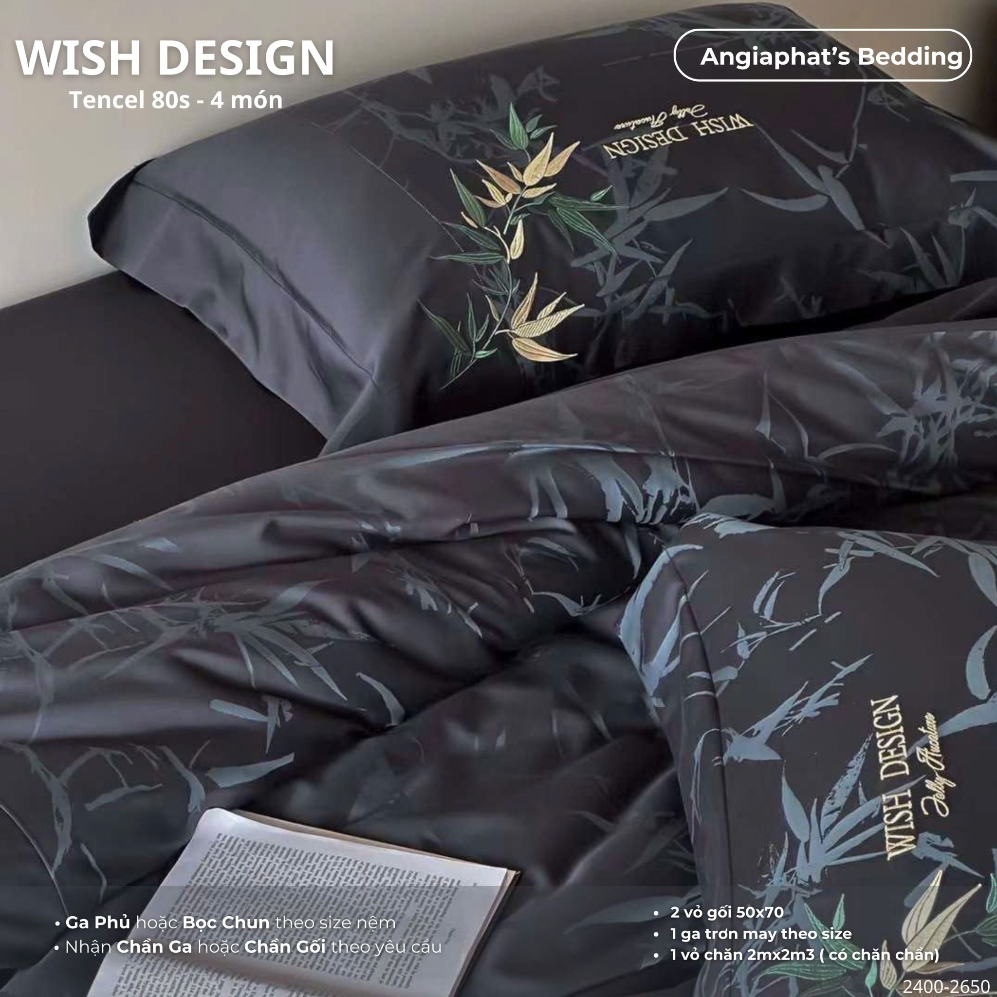 Set Chăn Ga Tencel 80S - Wish Design - Màu 1