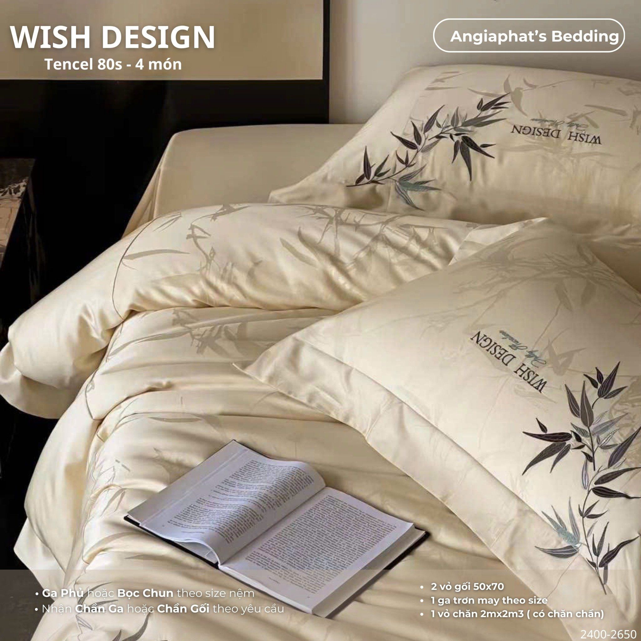 Set Chăn Ga Tencel 80S - Wish Design - Màu 3