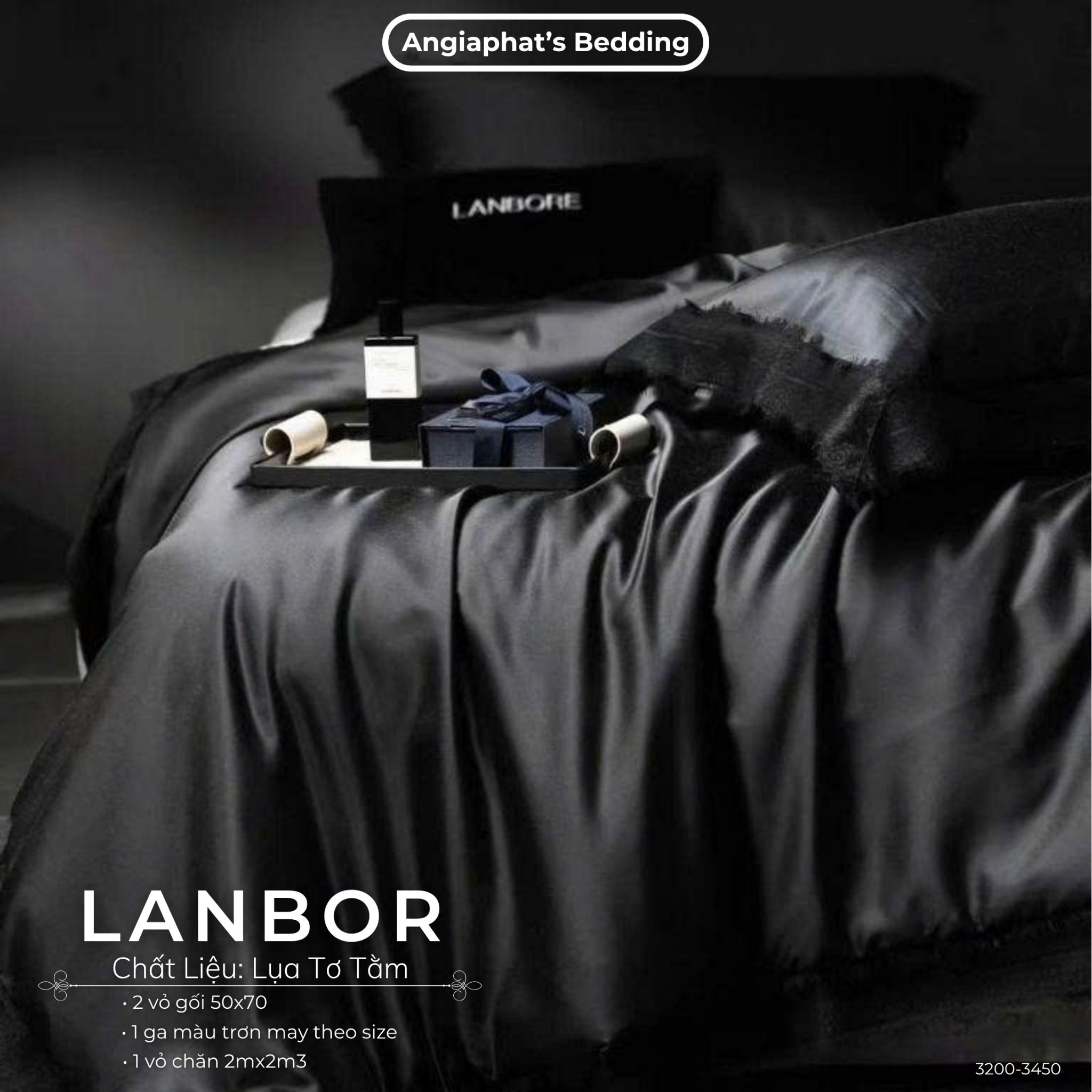Set Chăn Ga Lụa Tơ Tằm Water Gloss LANBOR - Màu 1