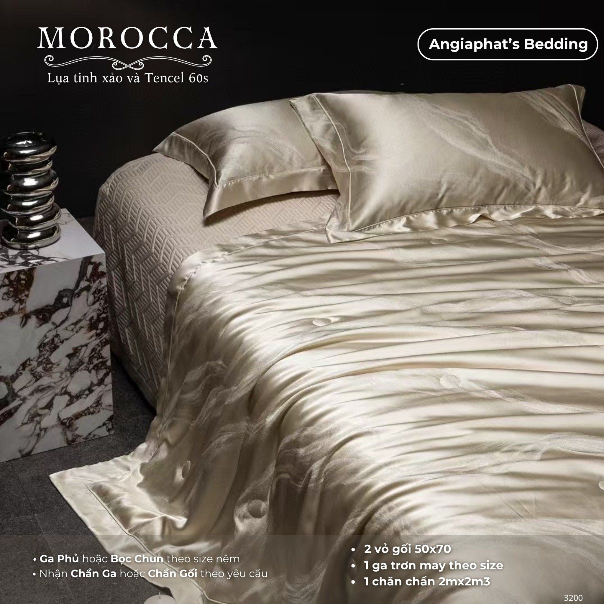 Set Chăn Ga Lụa Tinh Xảo Mix Tencel MOROCCA - Màu 1