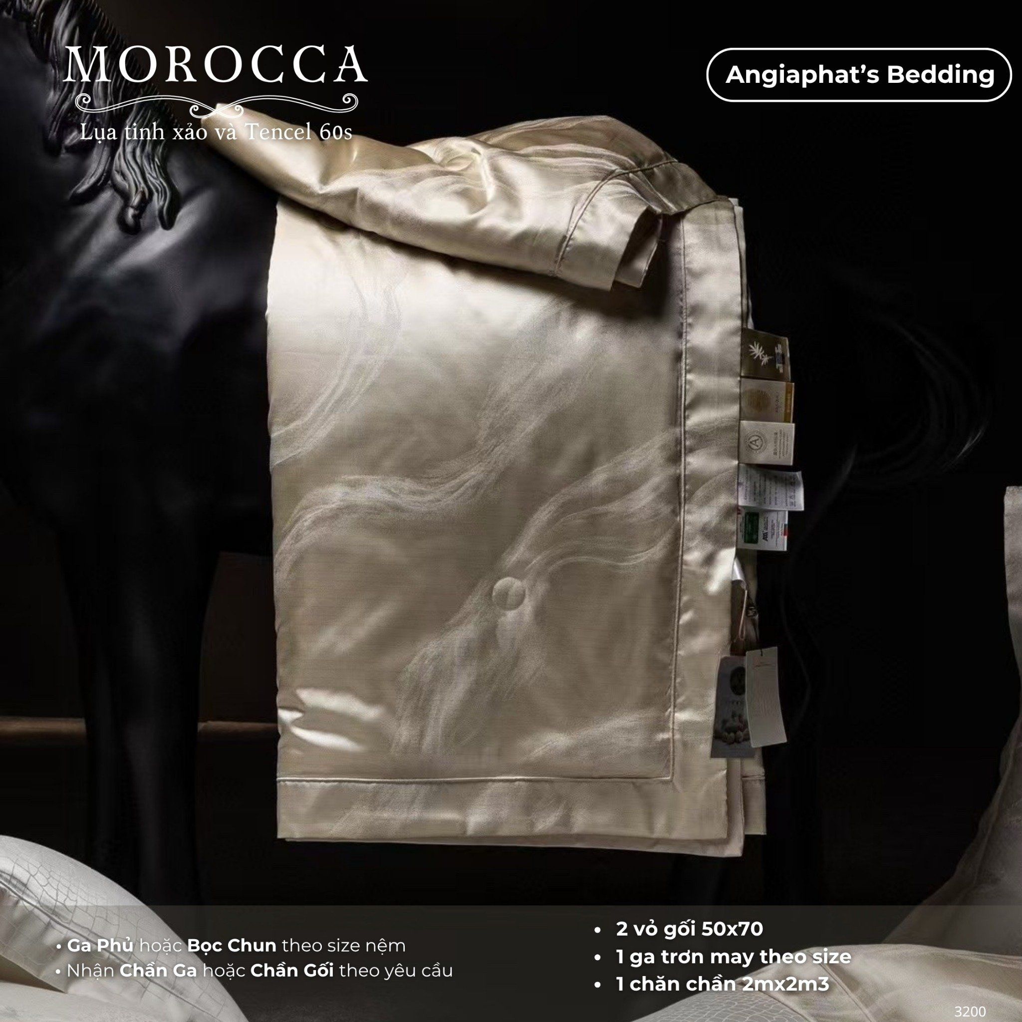 Set Chăn Ga Lụa Tinh Xảo Mix Tencel MOROCCA - Màu 1