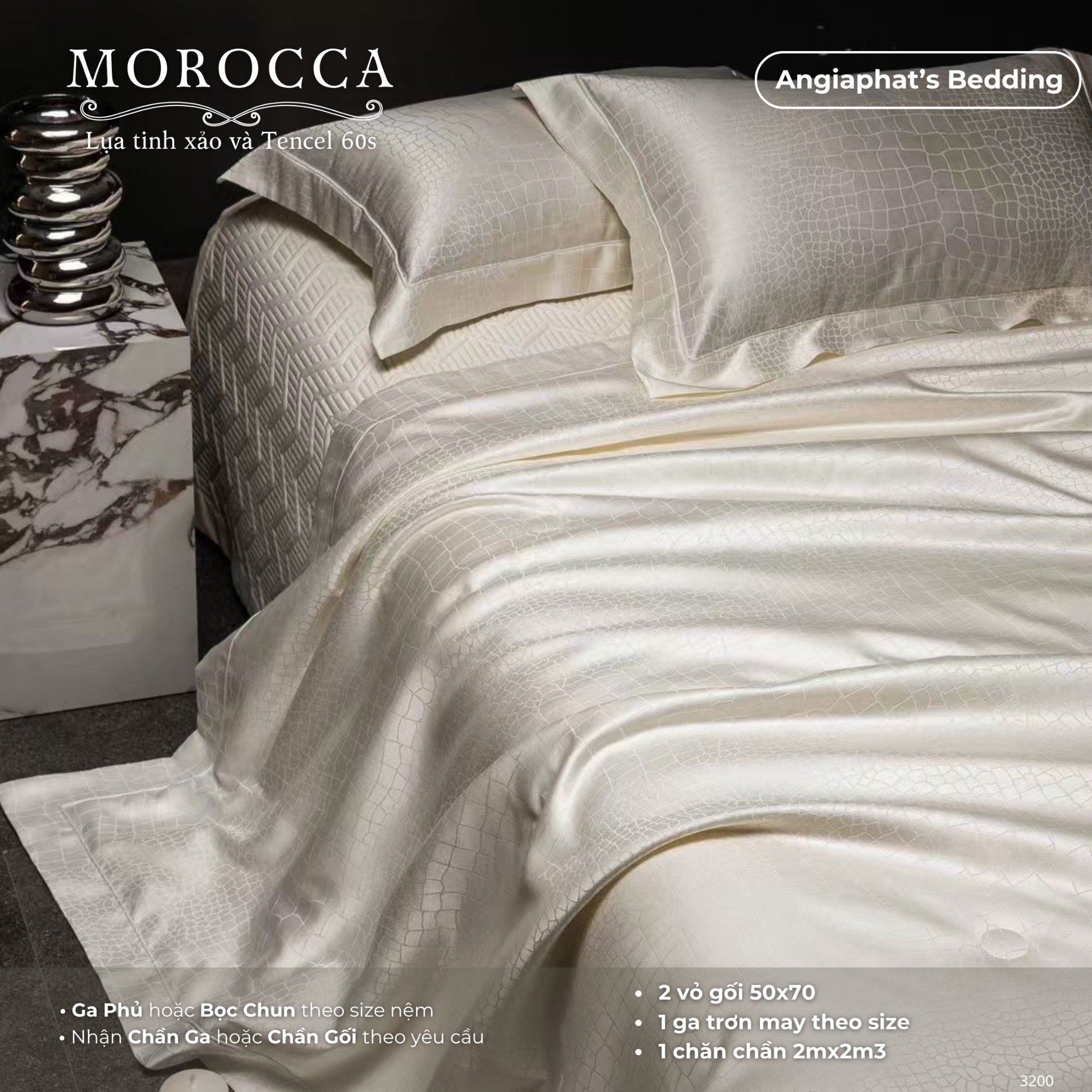 Set Chăn Ga Lụa Tinh Xảo Mix Tencel MOROCCA - Màu 2