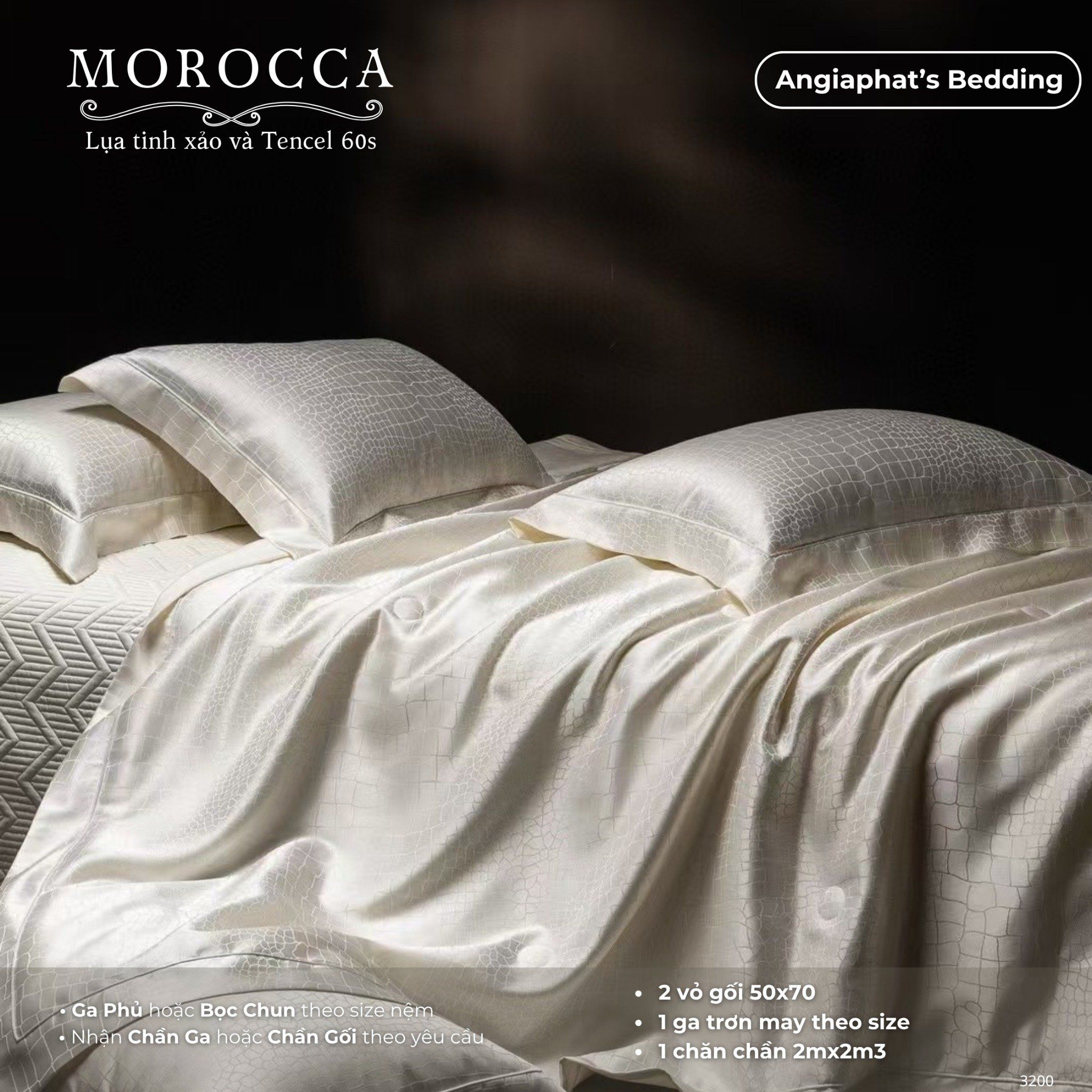 Set Chăn Ga Lụa Tinh Xảo Mix Tencel MOROCCA - Màu 2