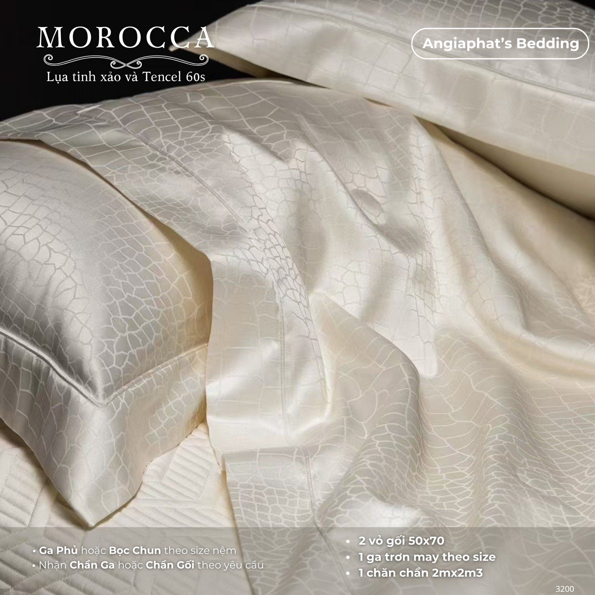 Set Chăn Ga Lụa Tinh Xảo Mix Tencel MOROCCA - Màu 2