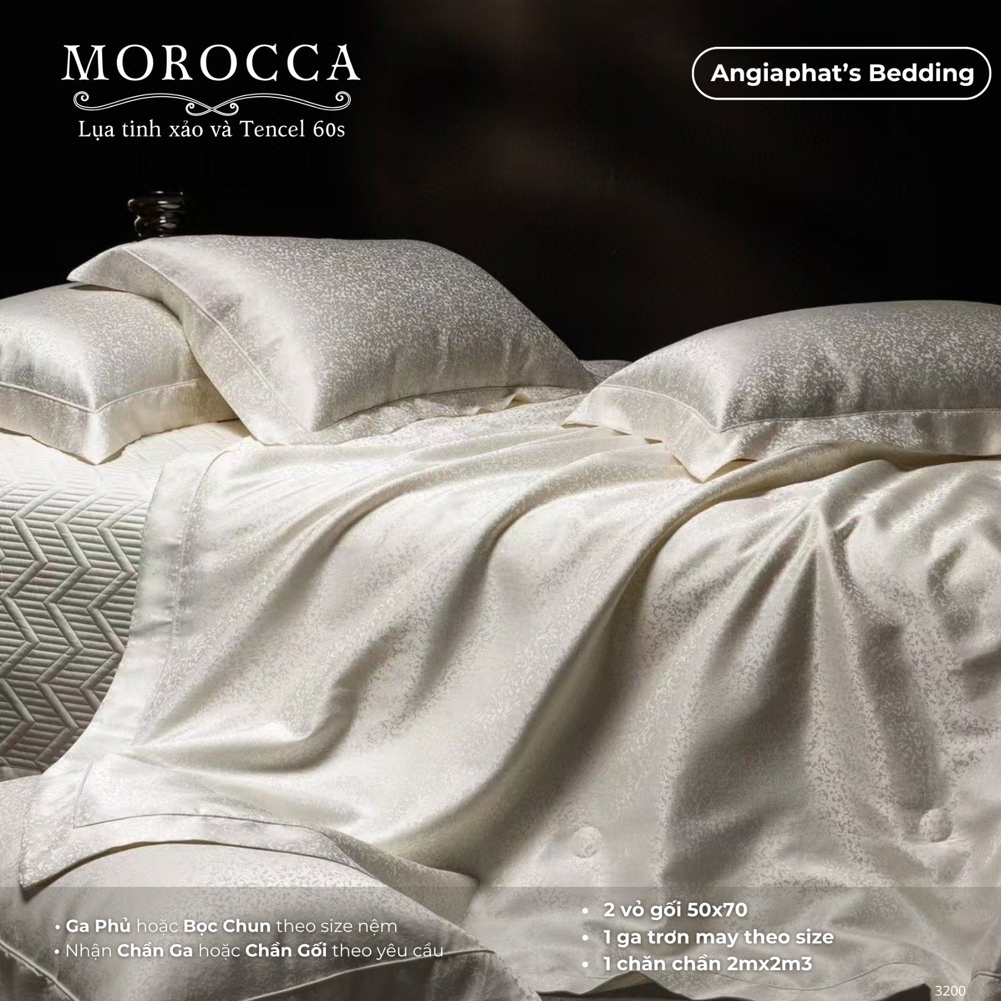 Set Chăn Ga Lụa Tinh Xảo Mix Tencel MOROCCA - Màu 3