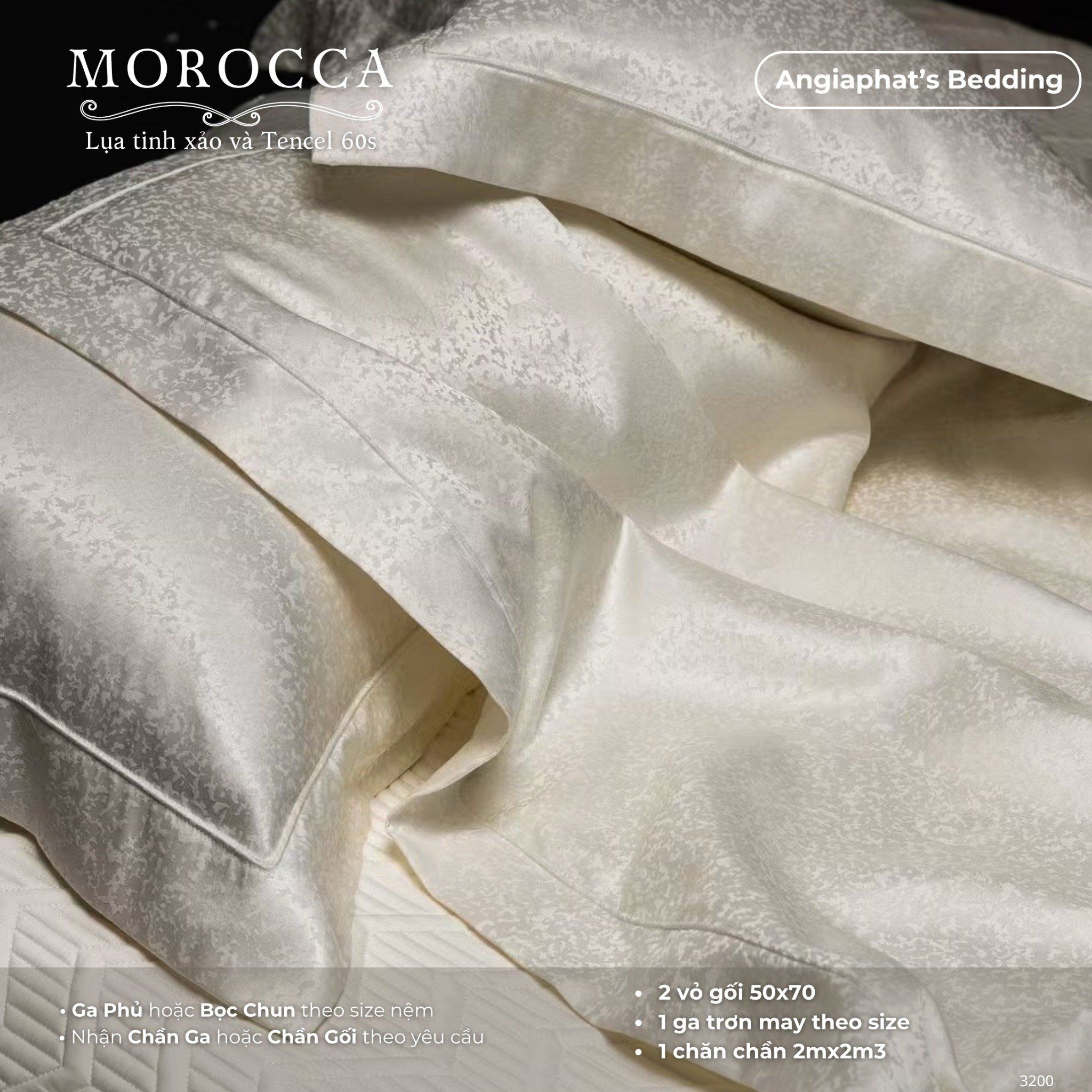Set Chăn Ga Lụa Tinh Xảo Mix Tencel MOROCCA - Màu 3