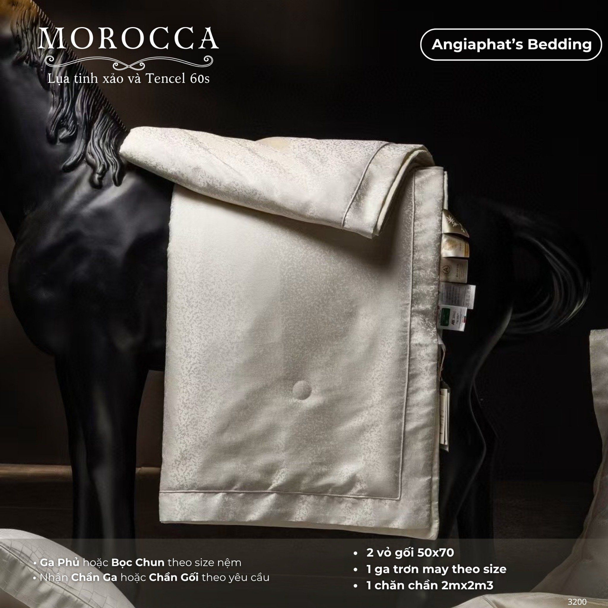 Set Chăn Ga Lụa Tinh Xảo Mix Tencel MOROCCA - Màu 3