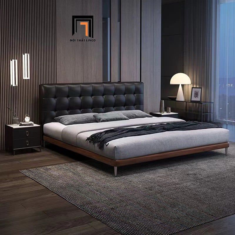 Giường ngủ bọc da sang trọng GN99 Crysler giật lún nổi bật