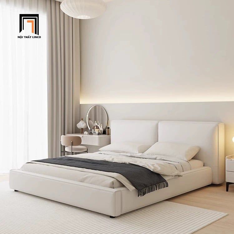 Giường ngủ hiện đại GN88 Acme 1m6 x 2m da Pu xám đậm