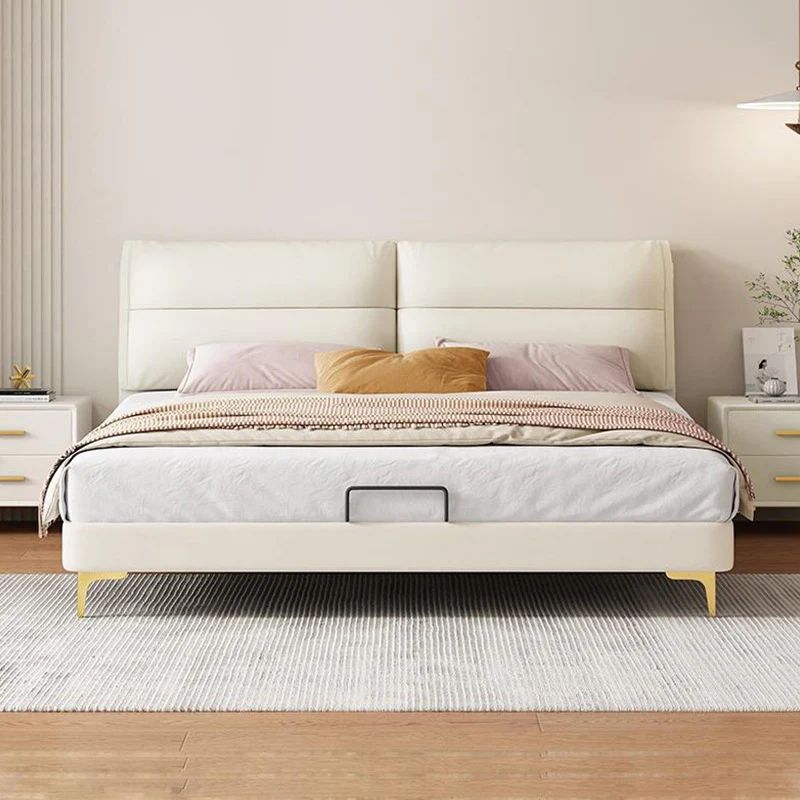 Giường ngủ kiểu dáng trẻ trung GN83 Pracotta vải nỉ màu kem