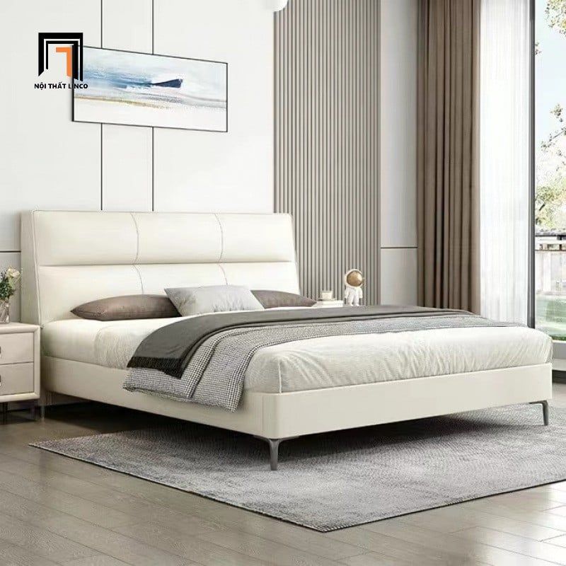 Giường ngủ sang trọng 1m6 x 2m GN95 Dundee da giả màu xám