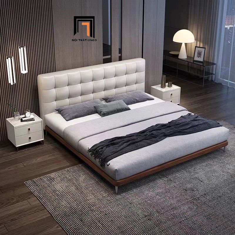 Giường ngủ bọc da sang trọng GN99 Crysler giật lún nổi bật