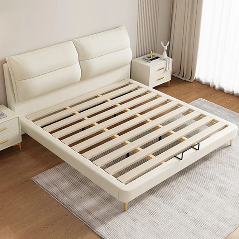 Giường ngủ kiểu dáng trẻ trung GN83 Pracotta vải nỉ màu kem