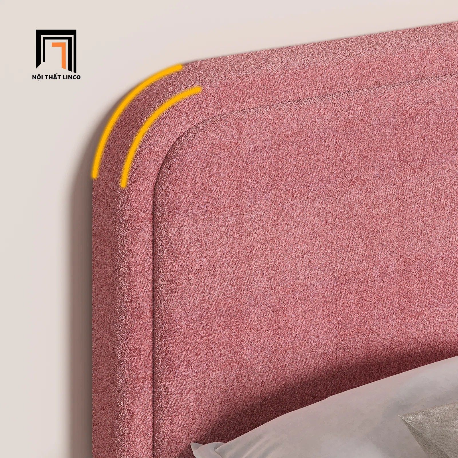 Giường ngủ màu hồng xinh xắn GN89 Mistam 1m6 vải nỉ mềm