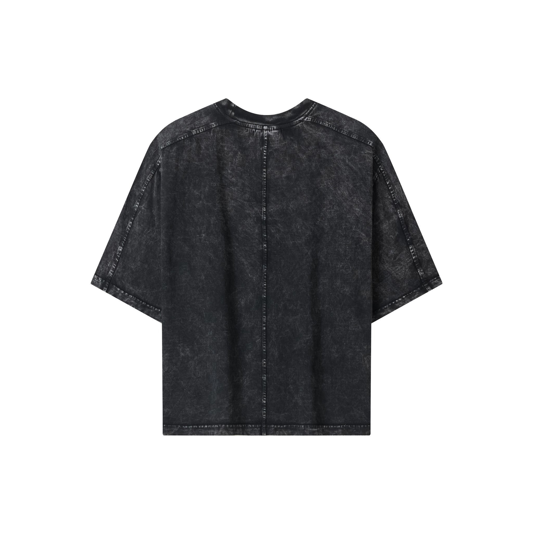 TWG36 - WASHED BOXY TEE WITH PRINTS AND PATTERNS - BLACK