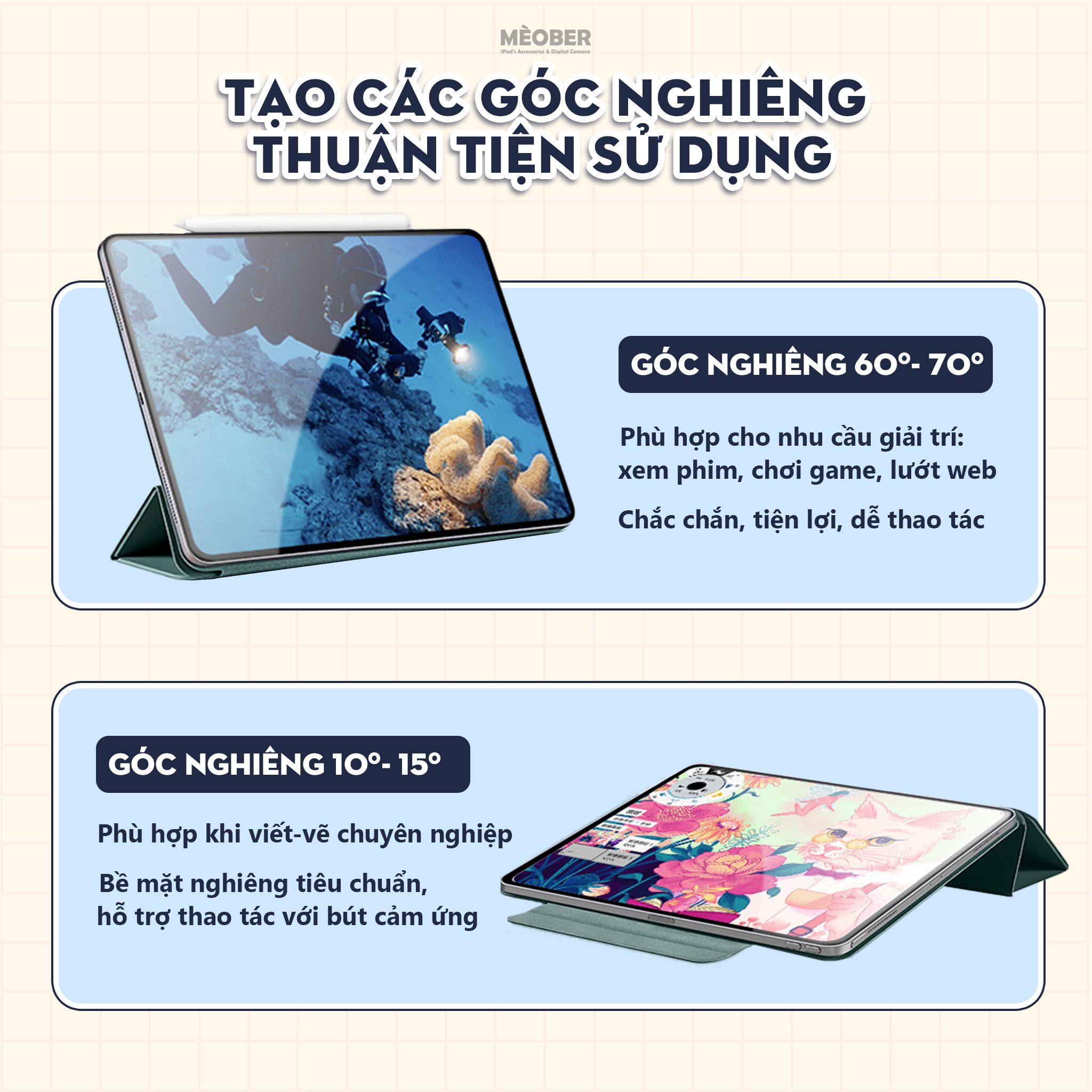 Bao da iPad case nam châm siêu mỏng smart folio cho Pro 11 Air 4 5 6 cover Mini 6 7 by MèoBer