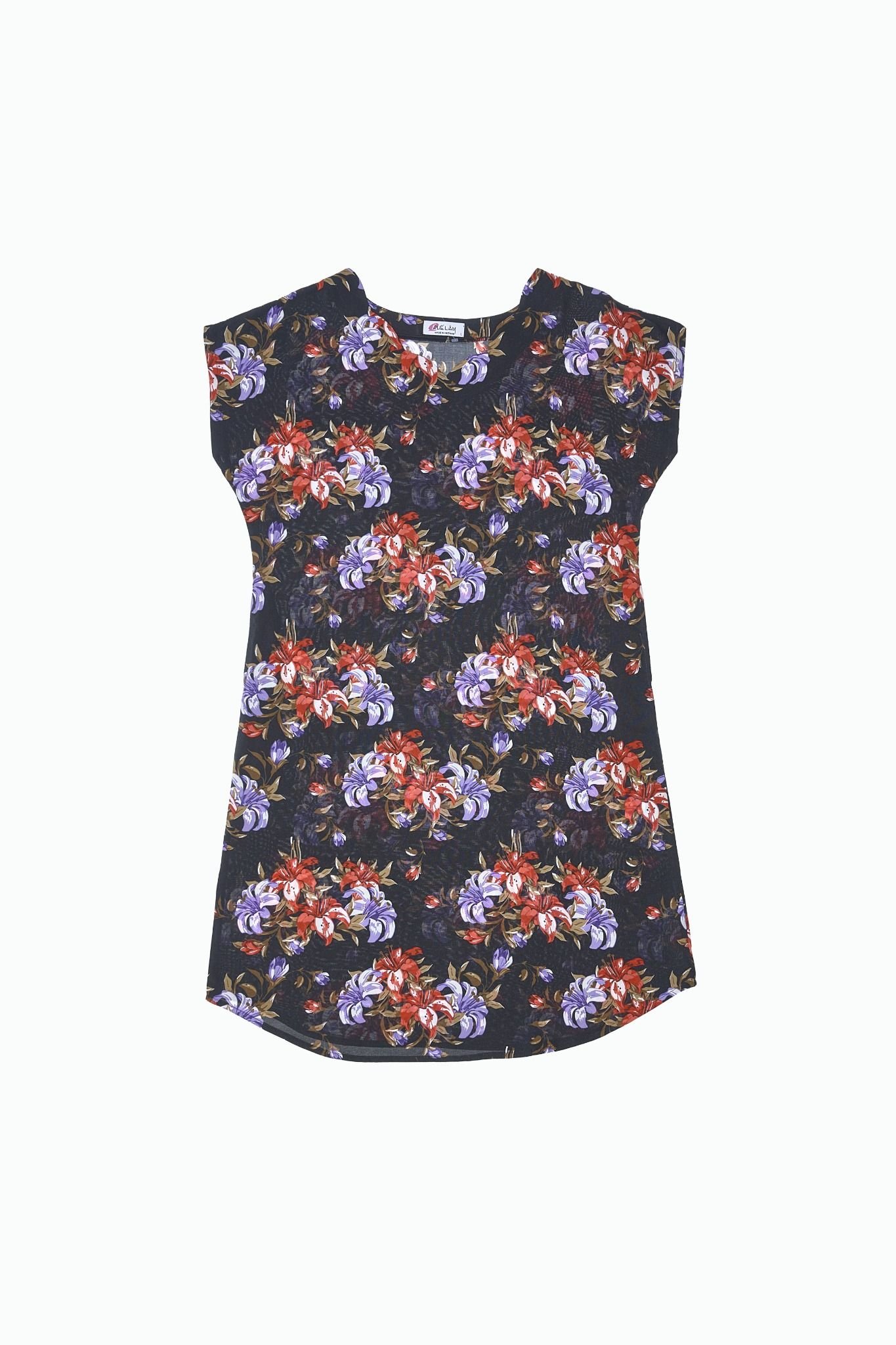 Q47119020 - Váy nữ mặc nhà tay cánh dơi dáng rộng vải Rayon hoa