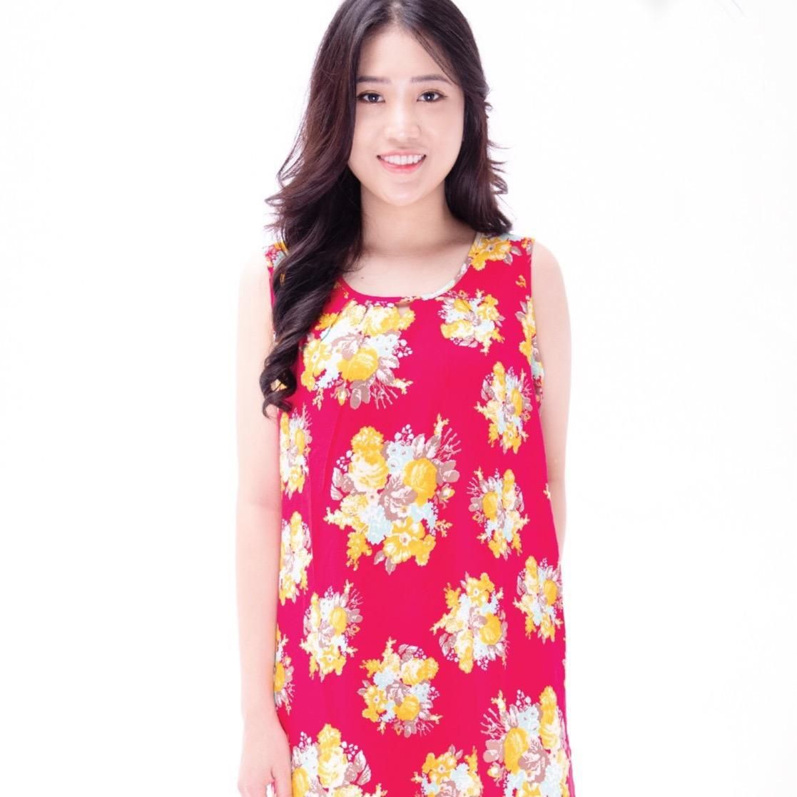 A47118080 - Đầm mặc nhà Vải Lanh/ tole/ viscose/ rayon cao cấp thoáng mát, Cổ Tròn Xẻ V Vạt Xéo