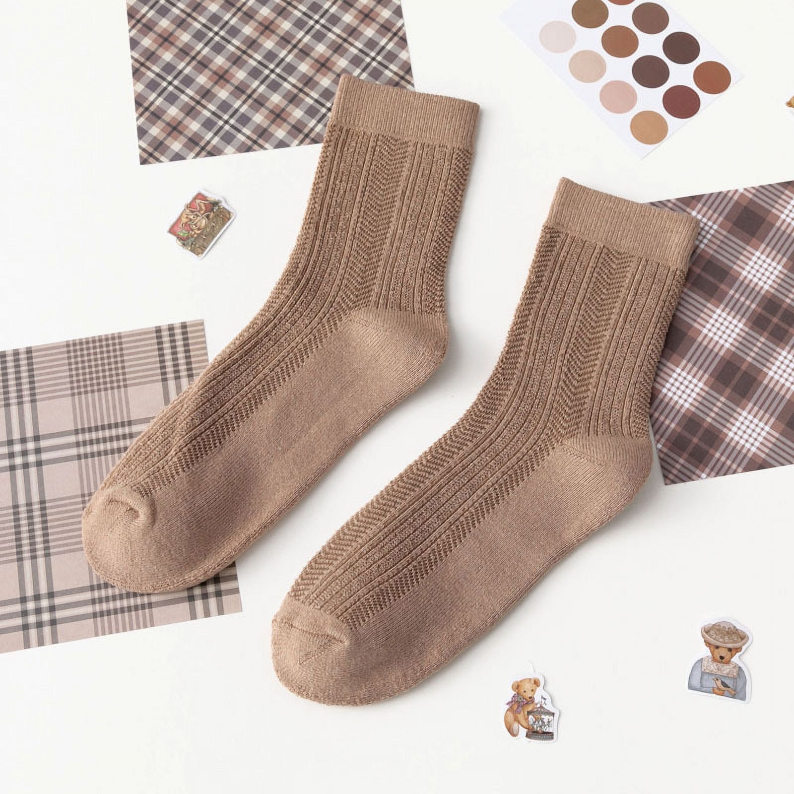 Tất Len Dài Nữ Giữ Ấm Mùa Đông – Nhiều Màu Nhiều Mẫu Dễ Thương, Họa Tiết Gấu Cây Caro