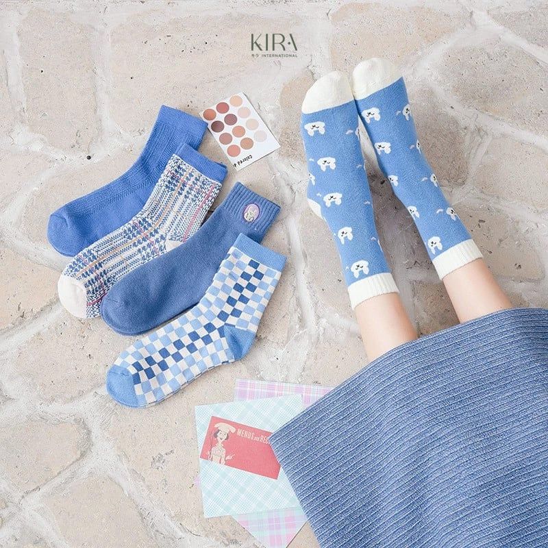 Tất Len Dài Nữ Giữ Ấm Mùa Đông – Nhiều Màu Nhiều Mẫu Dễ Thương, Họa Tiết Gấu Cây Caro