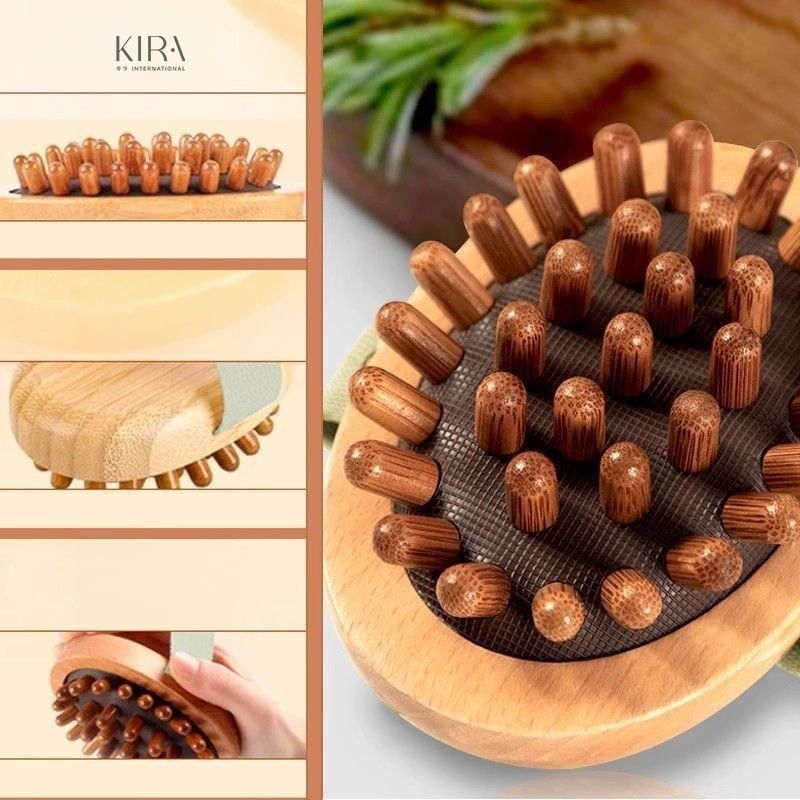 Bàn chải massage gỗ tự nhiên – Chải khô toàn thân, định hình cơ thể, giảm mỏi vai gáy, thư giãn mỗi ngày
