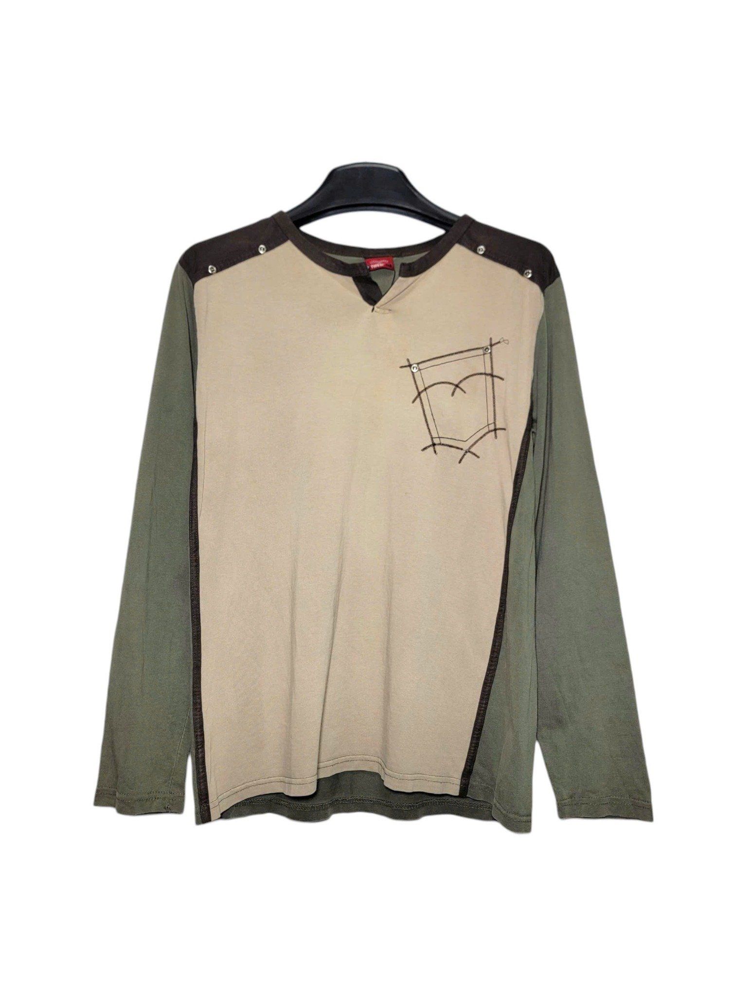 |SIZE M| TYPE 01 TAB COLORBLOCK POCKET ART LONG SLEEVE T-SHIRT AOM-7093
