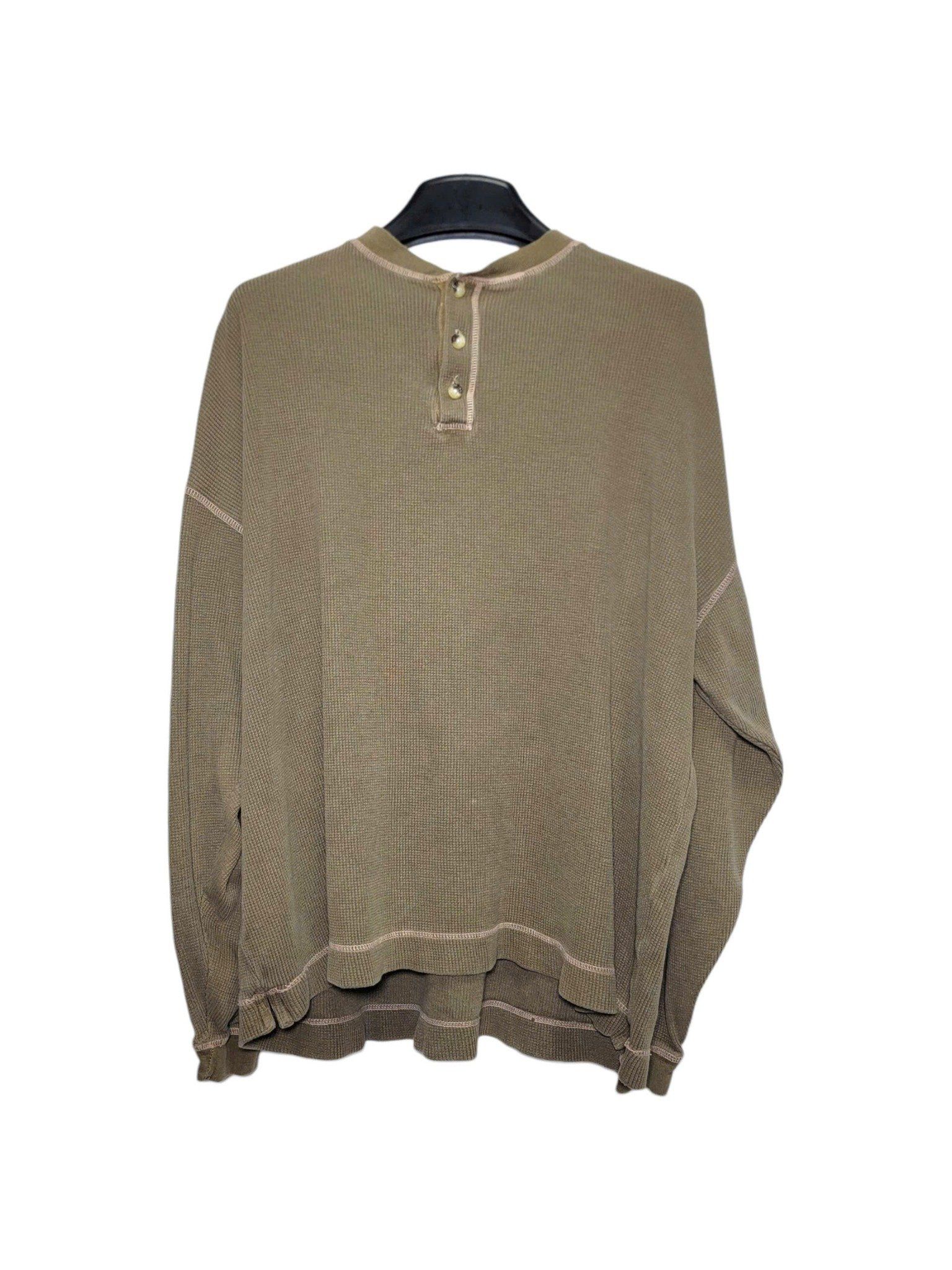 |SIZE XL| OCI WAFFLE HENLEY LONG SLEEVE T-SHIRT AOXL-7094