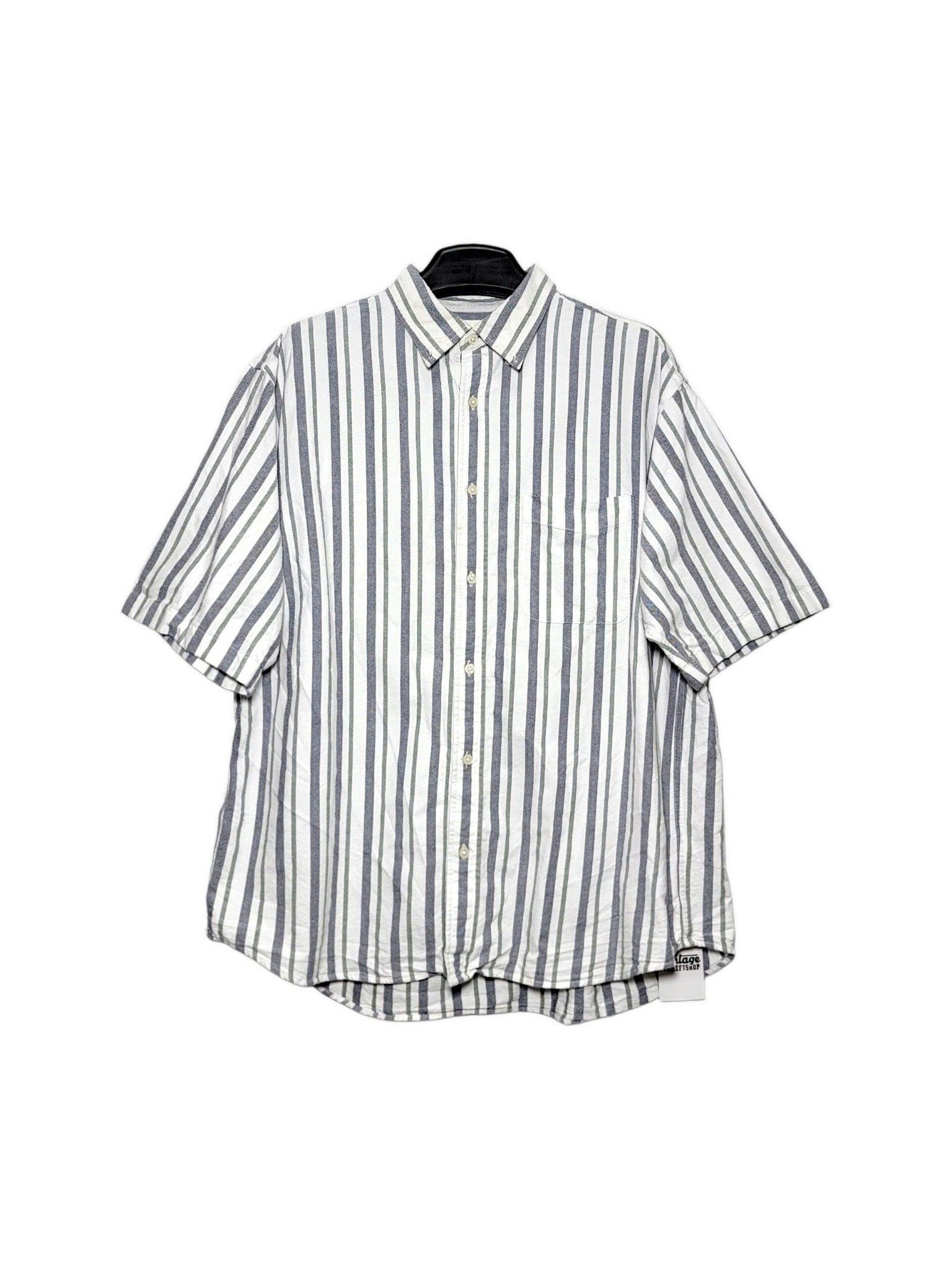 |SIZE XXL| GU STRIPED BUTTON DOWN SHORT SLEEVE SHIRT AOXXL-7019