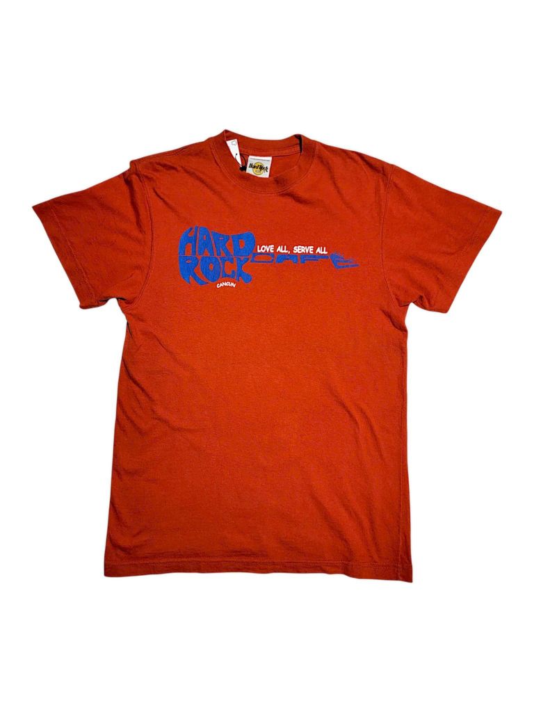 |SIZE M| HARD ROCK VINTAGE GUITAR PRINT CANCUN T-SHIRT AOM-6986