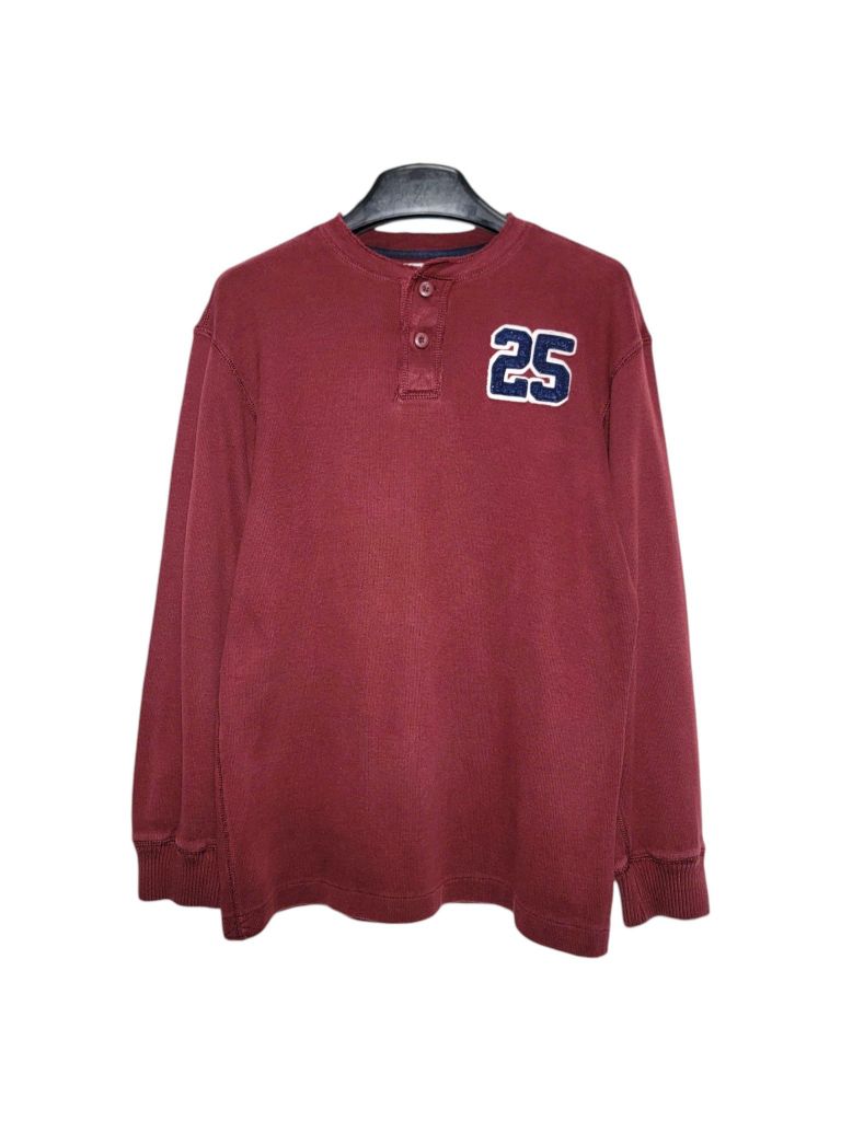|SIZE XL| PLACE NUMBER PATCH HENLEY LONG SLEEVE T-SHIRT AOXL-7105