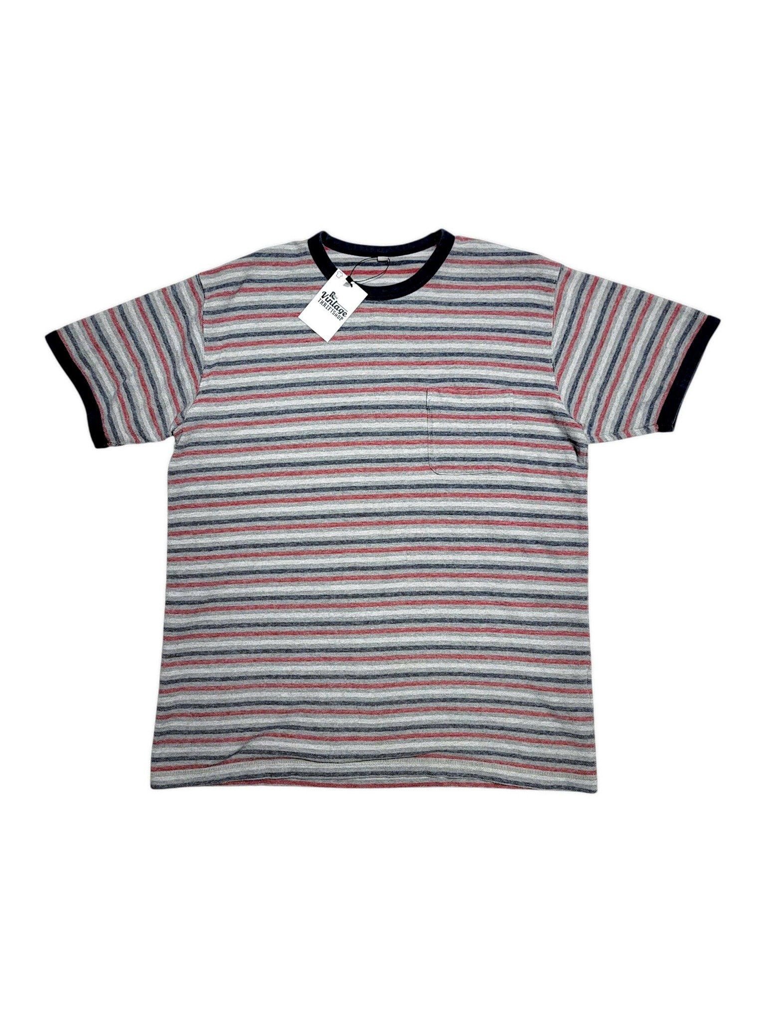 |SIZE L| UNIQLO VINTAGE 90S MULTICOLOR STRIPED POCKET T-SHIRT AOL-6979