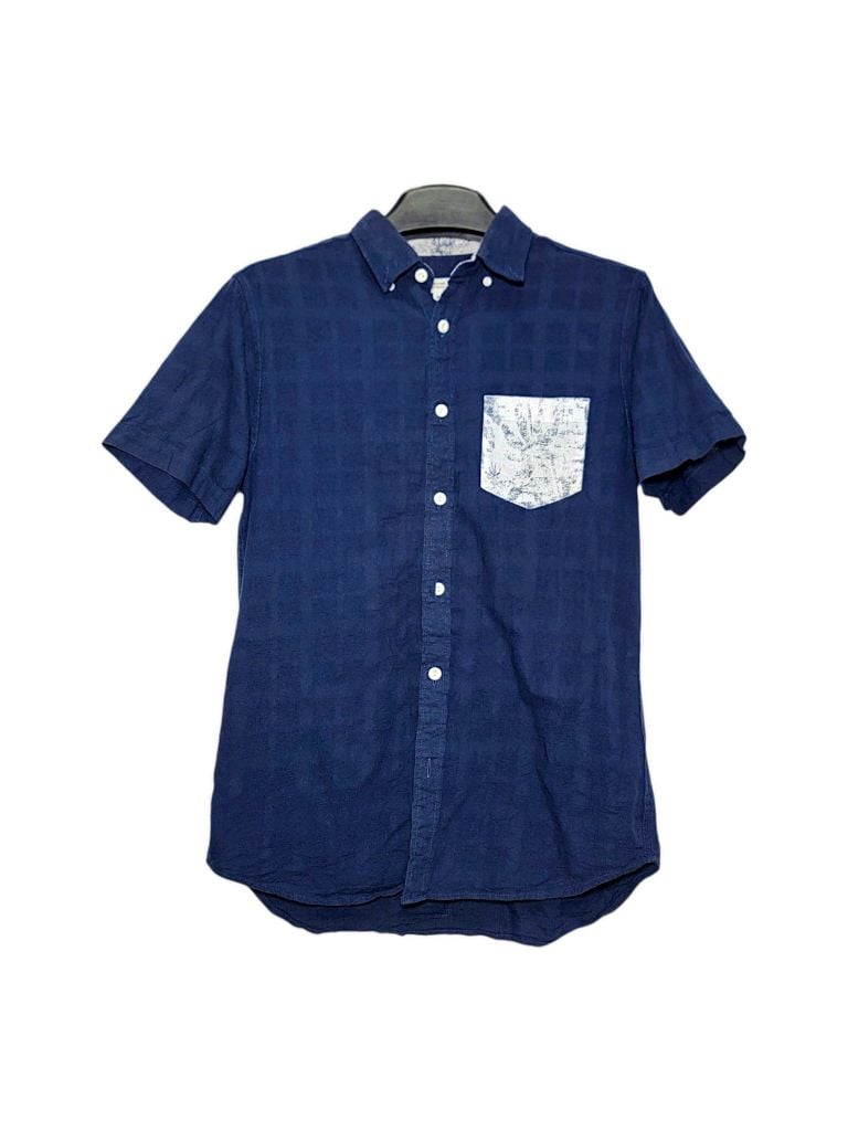 |SIZE M| NATURAL STORY BUTTON DOWN SHORT SLEEVE SHIRT AOM-7022
