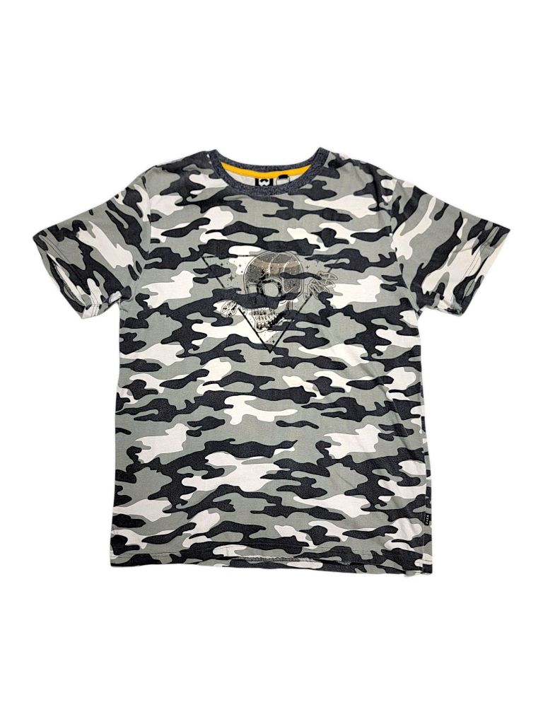 |SIZE L| W X Y Z CAMO VELETEEN SKULL T-SHIRT AOL-5462