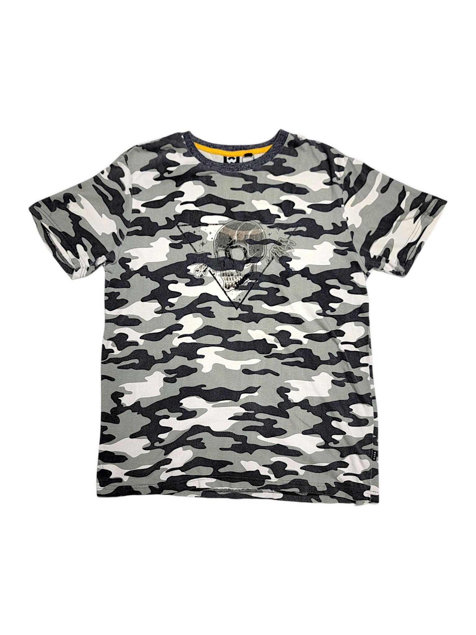 |SIZE L| W X Y Z CAMO VELETEEN SKULL T-SHIRT AOL-5462