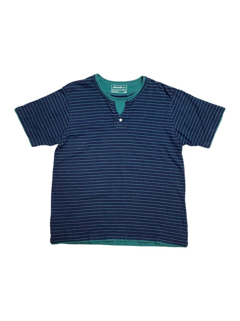 |SIZE L| EDDIER BAUER STRIPED HENLEY T-SHIRT AOL-6990