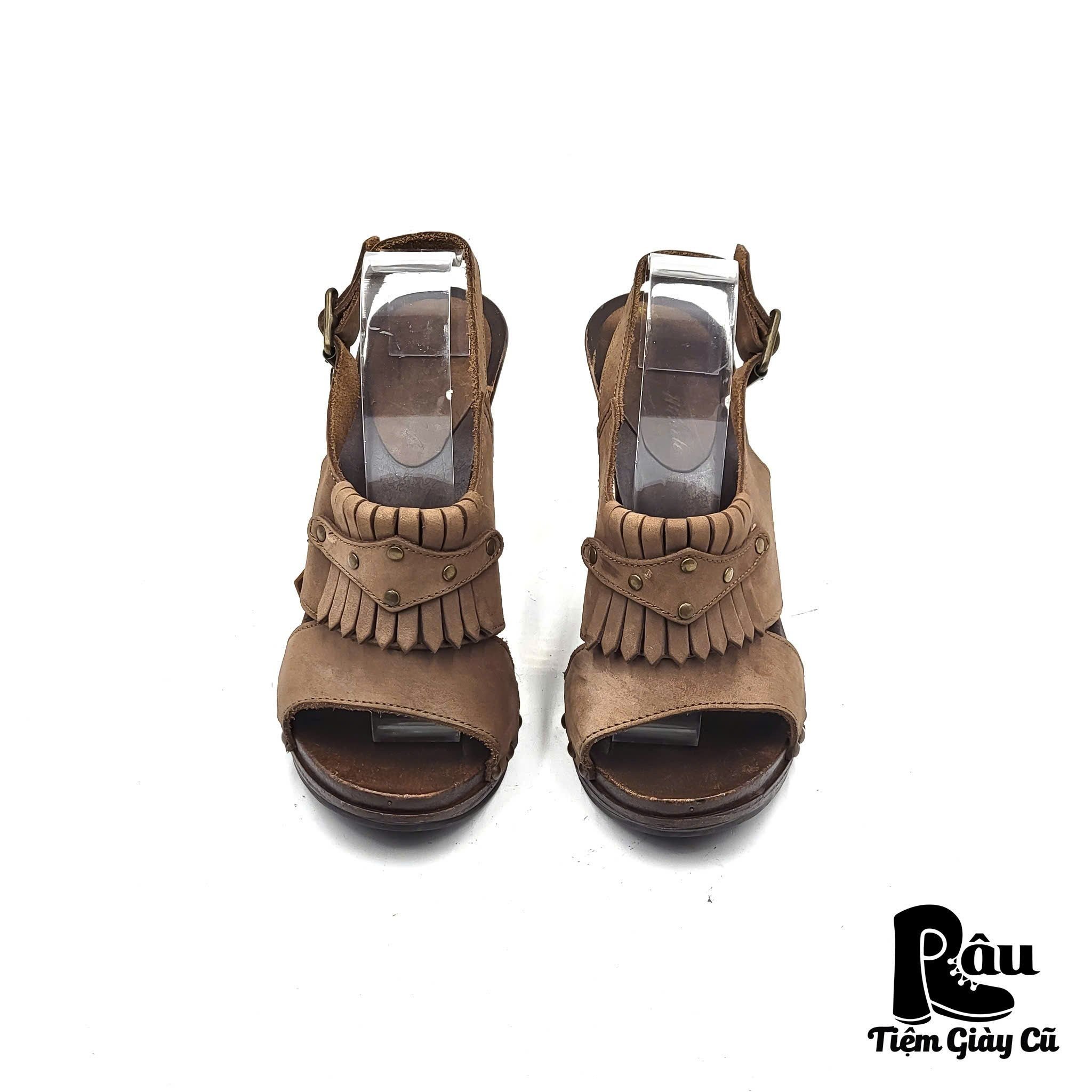|SIZE 37| ANDREA E MICHELE VINTAGE SLINGBACK PEEP-TOE HEELED SANDALS Z37-6891