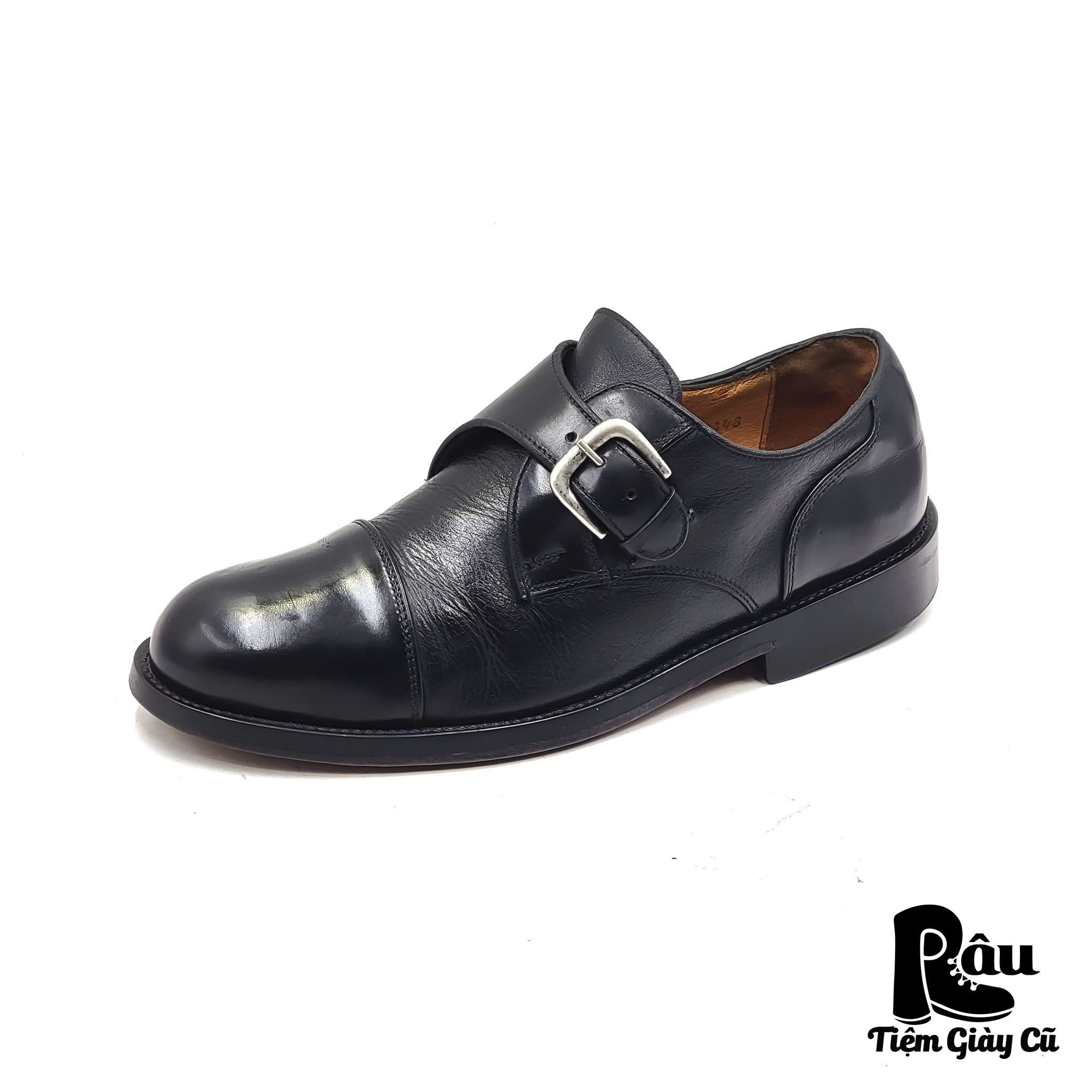 |SIZE 43| BERT PULITZER BLACK CAPTOE SINGLE MONK STRAP SHOES Z43-6913