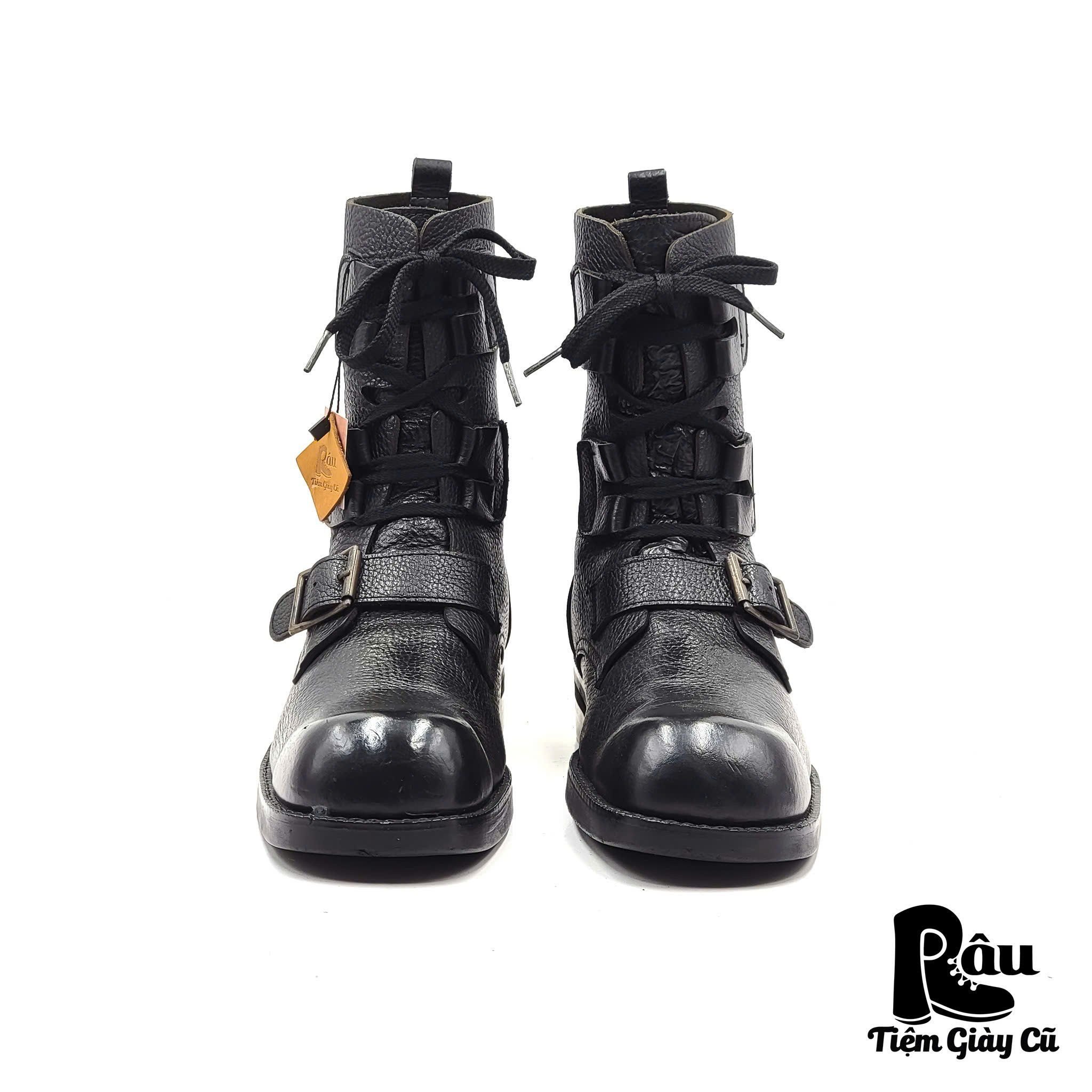|SIZE 41| SQUARE TOE BUCKLE STRAP LACE UP BOOT Z41-6862