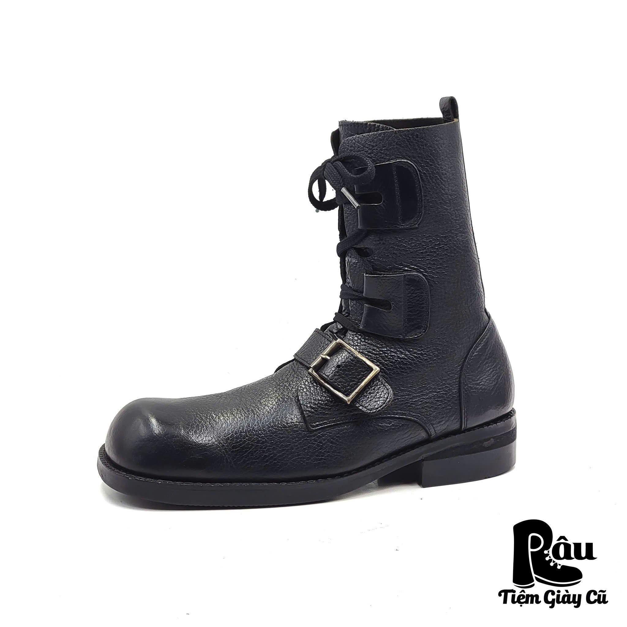 |SIZE 41| SQUARE TOE BUCKLE STRAP LACE UP BOOT Z41-6862