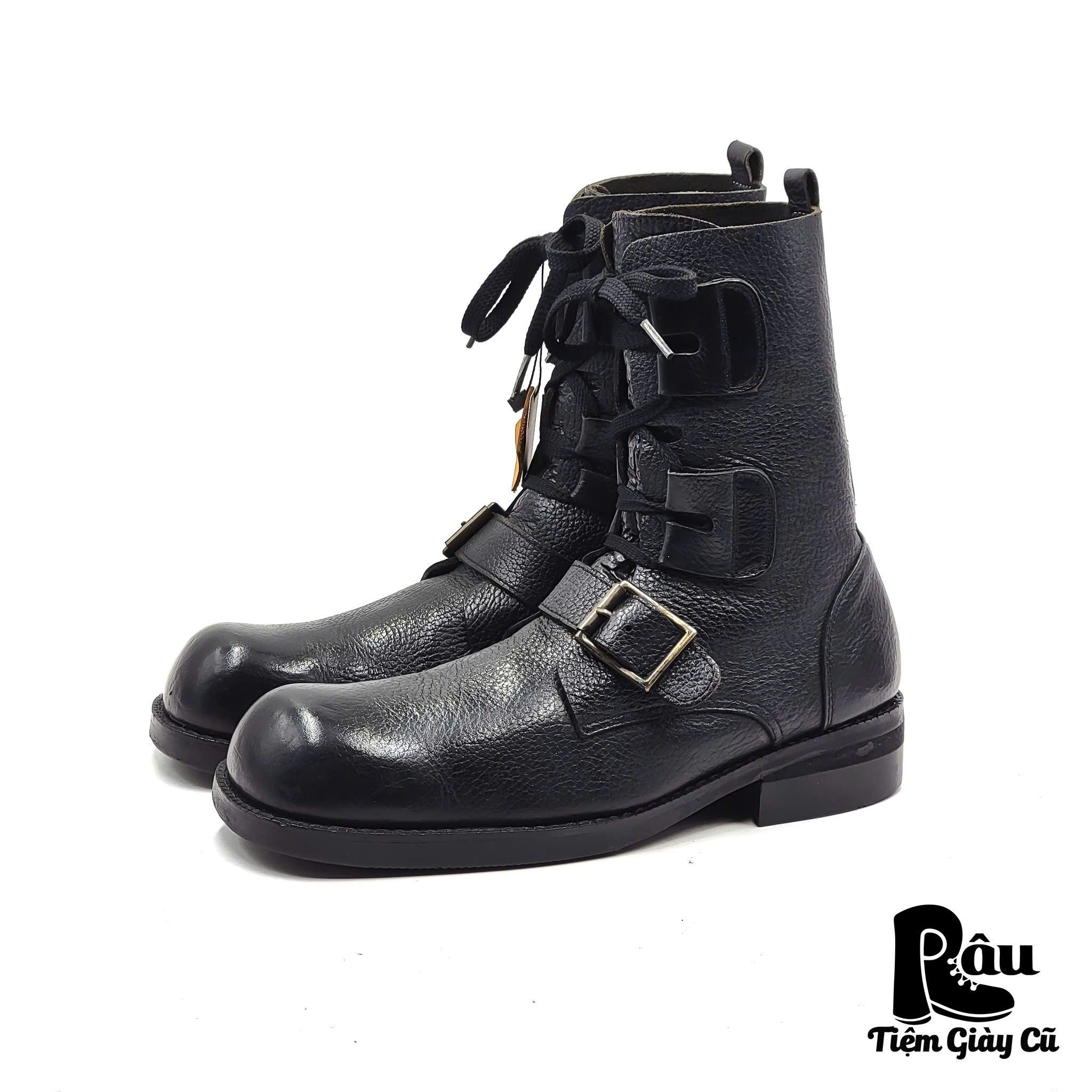 |SIZE 41| SQUARE TOE BUCKLE STRAP LACE UP BOOT Z41-6862